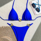 Damen Triangel-Bikini mit raffiniertem Gold-Detail R&B