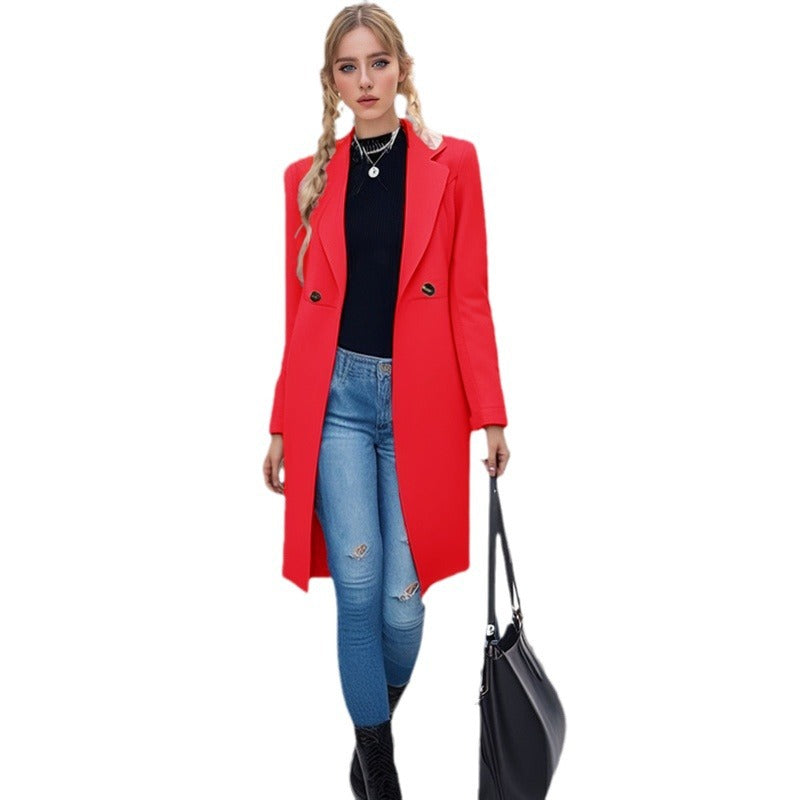 Damen eleganter Blazer-Mantel mit doppelter Knopfleiste R&B
