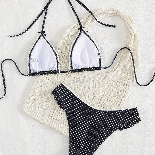 Damen Triangel-Bikini-Set mit verspielten Punkten R&B