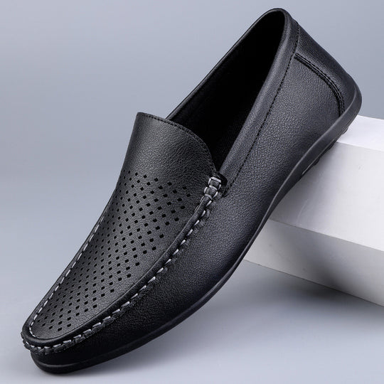 Herren Mokassins aus perforiertem Leder mit flexibler Sohle R&B