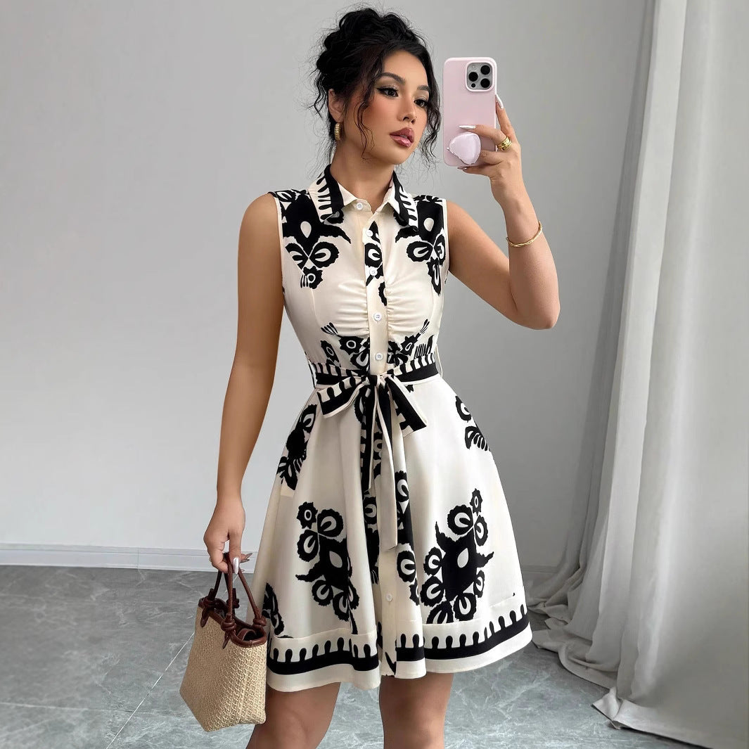 Damen Hemdblusenkleid mit tailliertem Schnitt und dekorativem Bindegürtel R&B