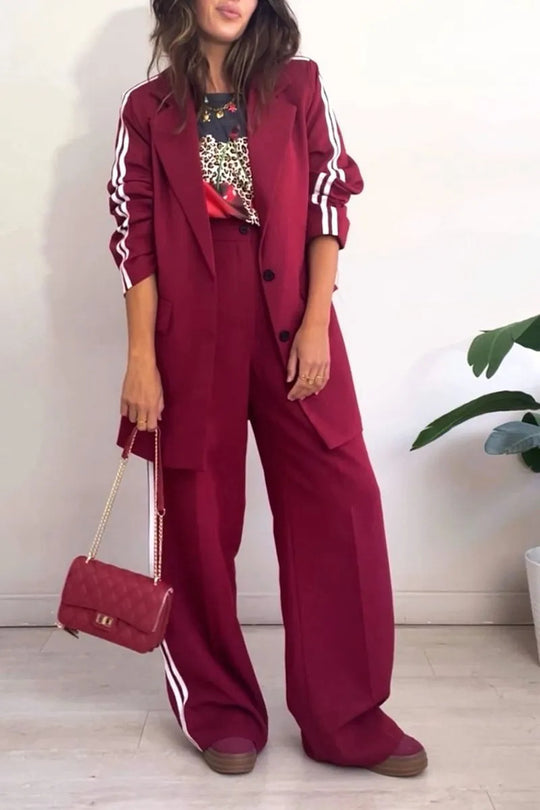 Damen elegantes Blazer-Set mit sportlichen Akzenten und weitem Schnitt R&B
