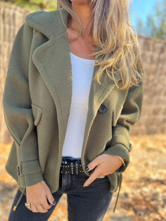 Damen Oversized Nachtjacke aus weichem Wollmix mit praktischen Taschen R&B