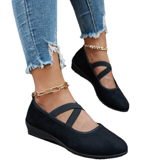 Damen Komfortable und elegante Ballerinas mit verstellbaren Kreuzriemen R&B