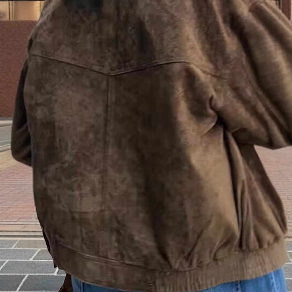Damen Modische Wildlederjacke im lässigen Stil R&B