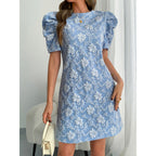 Damen Kurzarmkleid mit voluminiösen Ärmeln und floralen Stickereien R&B