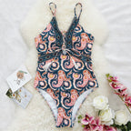 Damen eleganter Einteiler mit verspieltem Muster R&B
