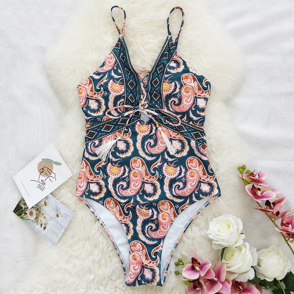 Damen eleganter Einteiler mit verspieltem Muster R&B