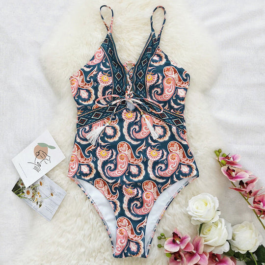 Damen eleganter Einteiler mit verspieltem Muster R&B