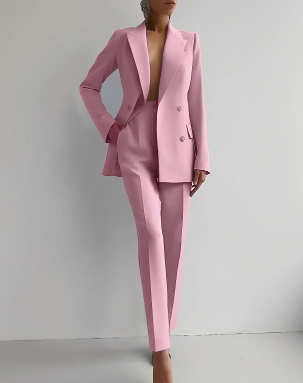 Damen elegante zweireihige Blazer mit maßgeschneiderter Hose R&B
