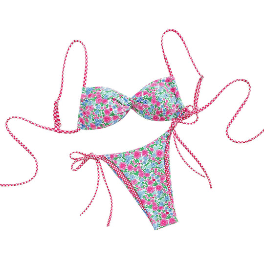 Damen Floral Bikini mit verstellbaren Bindegurten R&B