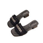 Damen stilvolle Riemensandalen mit Fransen und funkelnden Applikationen EB