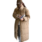 Damen Lange Pufferjacke mit Kapuze und voluminösem Schnitt R&B