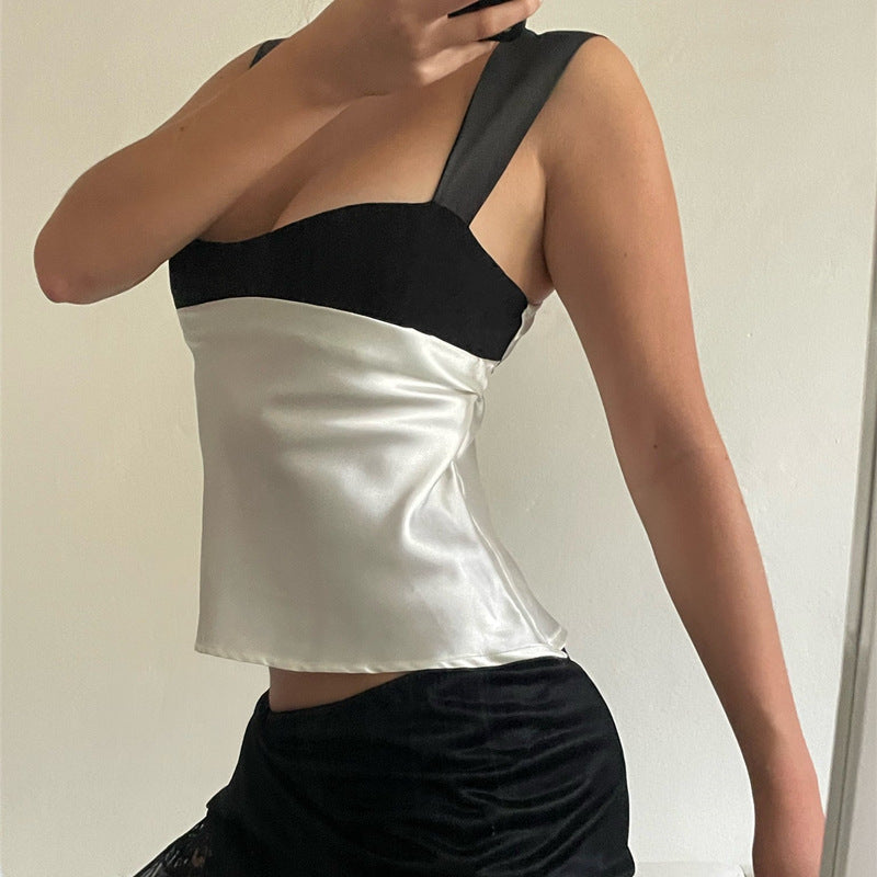 Damen stilvolles Oberteil mit einzigartigem Schnitt und eleganten Trägern R&B