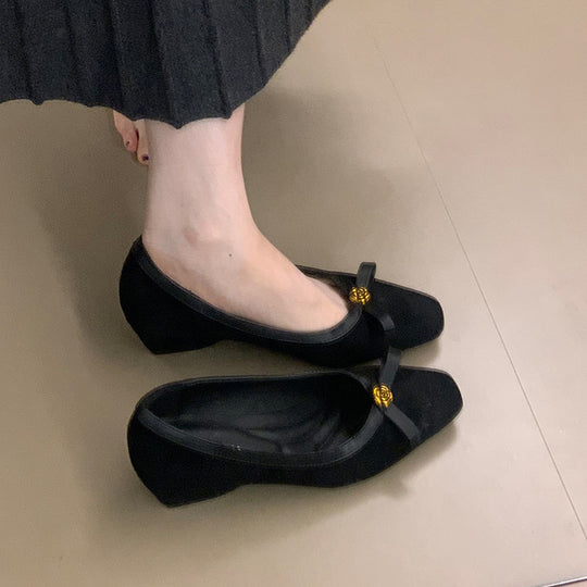 Damen Ballerinas mit elegantem Schleifenakzent und hochwertigem Veloursleder R&B