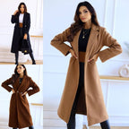 Damen Zeitloser Wollmantel mit elegantem Revers und praktischen Taschen R&B