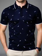 Herren Poloshirt mit modernem Druck und hochwertigem Baumwollmaterial