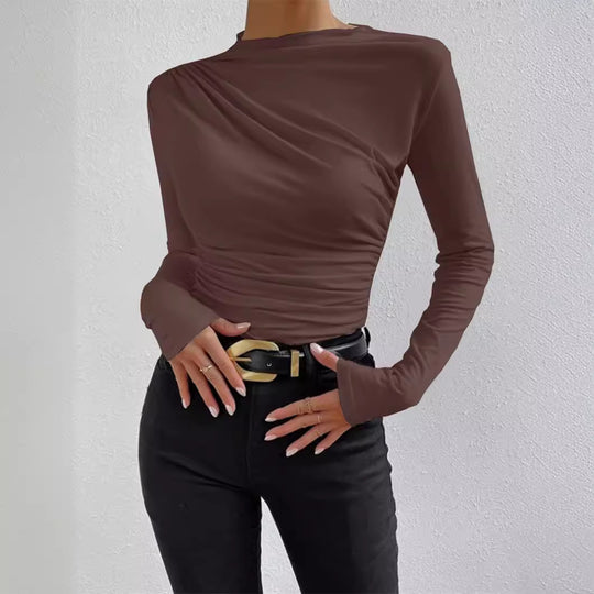 Damen Elegantes Longsleeve Shirt mit Raffungen R&B