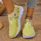 Damen Komfortable Slip-On Sneakers mit modischem Mustermix R&B