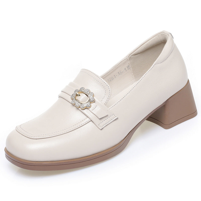 Damen Elegante Mokassins mit modischem Schmuckdetail und komfortablem Blockabsatz R&B