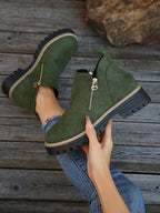 Damen lässige Stiefeletten mit seitlichem Reißverschluss und rutschfester Sohle R&B