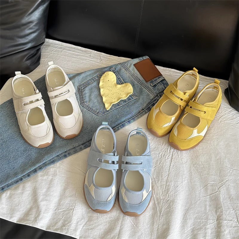 Damen Bequeme Freizeit-Sneaker mit atmungsaktivem Obermaterial und verstellbarem Klettverschluss R&B