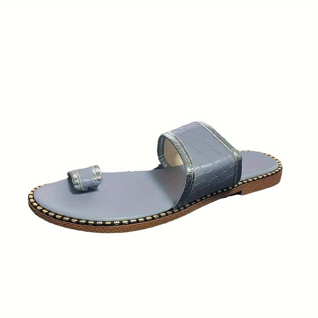 Damen elegante Slide-Sandalen mit luxuriösen goldenen Akzenten R&B
