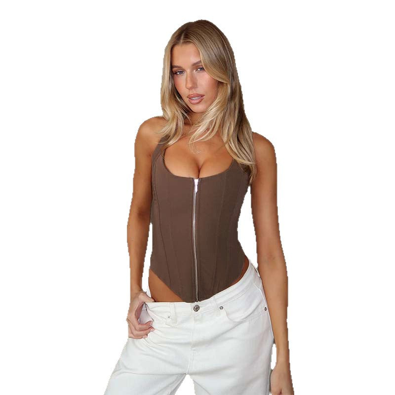 Damen Crop Top mit Reißverschluss R&B