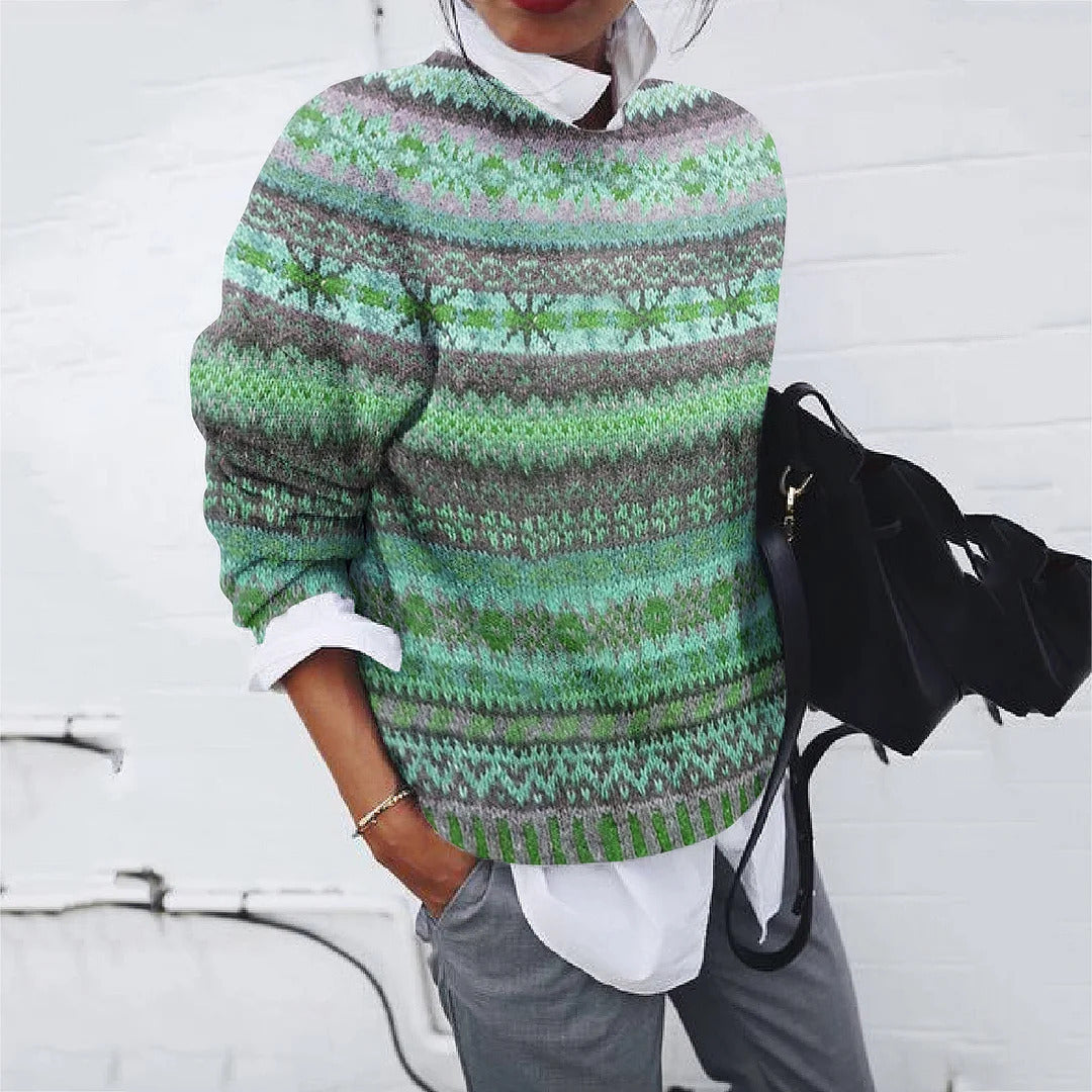 Damen Strickpullover mit kreativem Muster und lässigem Schnitt R&B