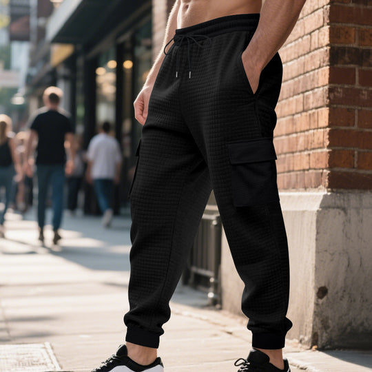 Herren nan gesteppte Thermo-Loungehose mit Funktionstaschen, Tunnelzug und elastischem Bündchen R&B