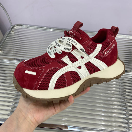 Damen Sportliche Plateau-Sneaker mit atmungsaktiver Mesh-Oberfläche und dämpfender Sohle R&B