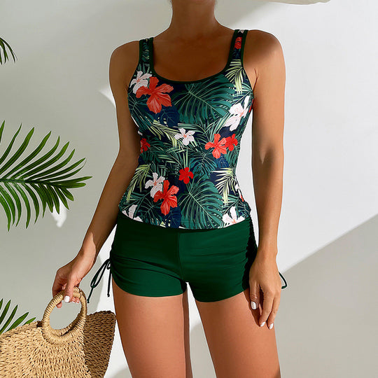 Damen Tankini-Set mit floralem Druck und seitlichen Rüschendetails R&B