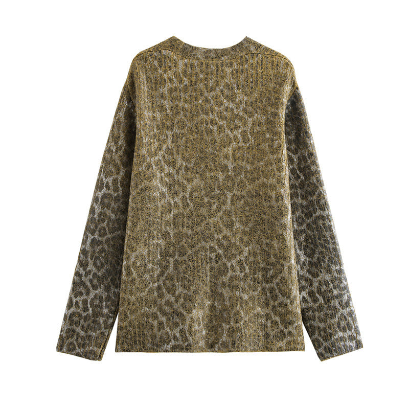 Damen Kuschelige Strickjacke mit animalischem Muster R&B