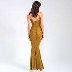 Damen Elegantes Abendkleid aus transparenter Spitze mit Leo-Muster R&B
