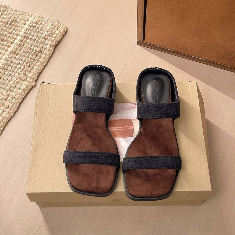 Damen elegante diagonale Riemensandalen mit komfortablem Fußbett R&B