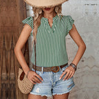 Damen Leichte Sommerbluse mit Streifenmuster und Rüschendetails R&B