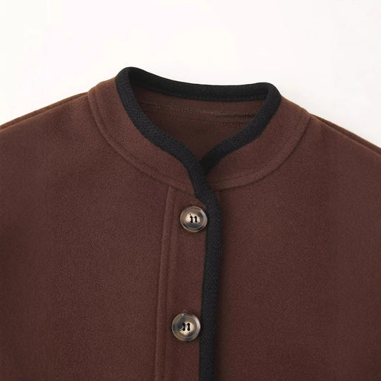 Damen elegante Übergangsjacke mit kontrastierenden Kanten R&B