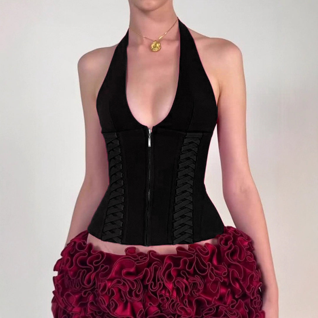 Damen Cropped Oberteil mit raffiniertem Schnürdesign R&B