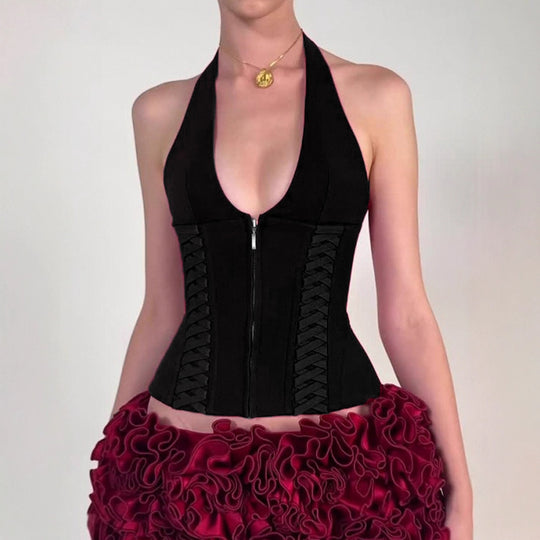 Damen Cropped Oberteil mit raffiniertem Schnürdesign R&B
