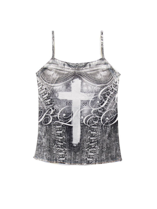 Damen Camisole-Top mit grafischem Druck und verführerischem Schnitt R&B