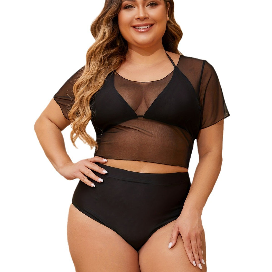 Damen Bikini-Oberteil mit transparentem Overlay und figurbetontem Unterteil R&B