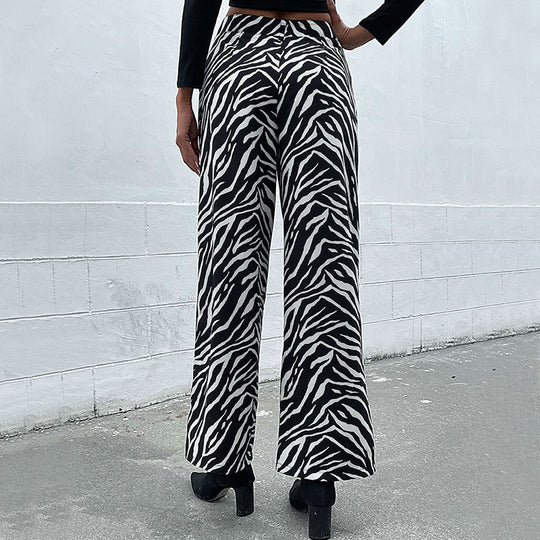 Damen Weite Palazzo-Hose mit stylischem Zebradesign R&B
