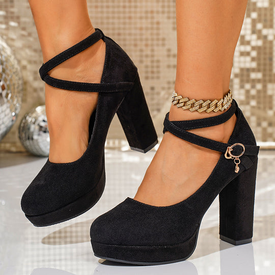 Damen Plateau-Pumps mit geflochtenem Riemen R&B