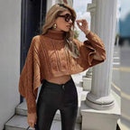 Damen kuscheliger Rollkragenpullover mit weitem Schnitt und strukturiertem Design R&B
