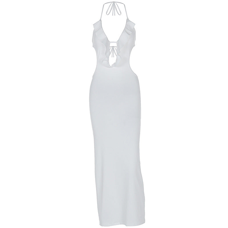 Damen Maxikleid mit Rüschendekor und figurbetontem Schnitt R&B