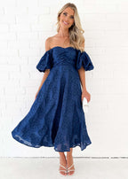 Damen Robe mit schulterfreiem Design und eleganten Puffärmeln R&B