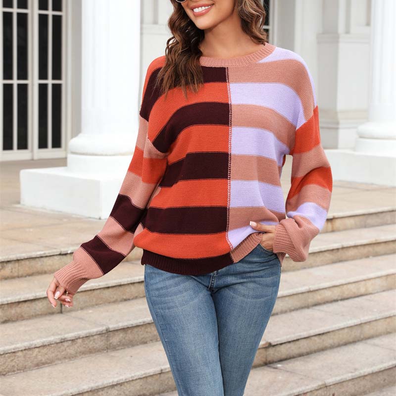 R&B | Farbiger Gestreifter Strickpullover Mit Stil