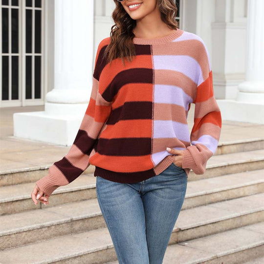 R&B | Farbiger Gestreifter Strickpullover Mit Stil