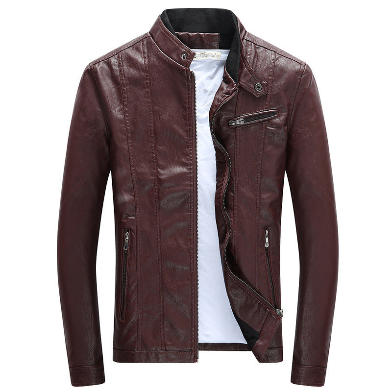 Herren trendige Kunstlederjacke mit feinen Steppdetails