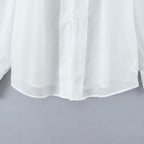 Damen elegante Chiffonbluse mit raffinierten Puffärmeln und edlem Kragen R&B